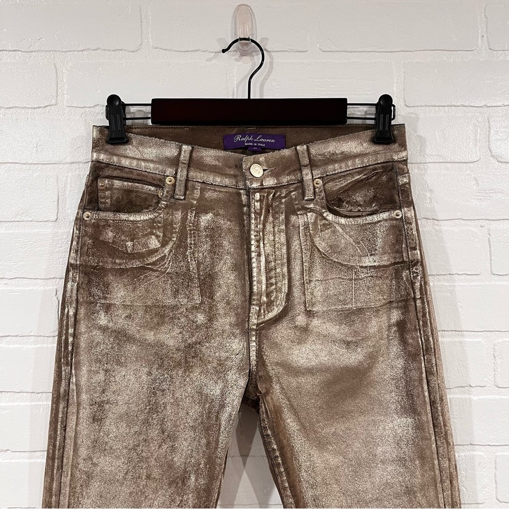 Ralph Lauren Purple Label Collection Metallic Gold Boot Cut Jeans Made in Italy - Picture 8 of 17